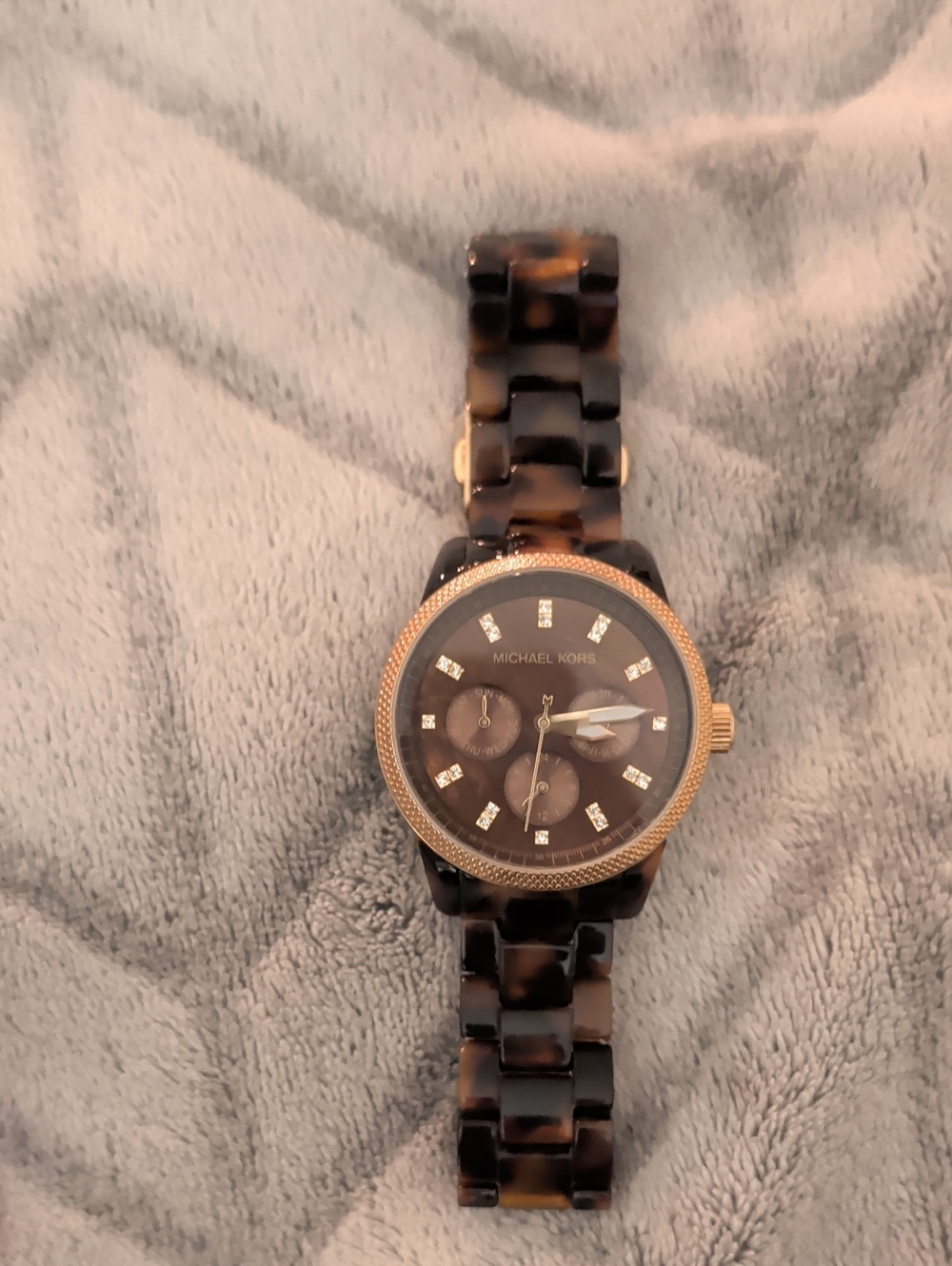 Michael Kors Tortoiseshell Bracelet Watch with Rose Gold Accents